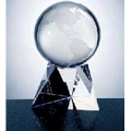 Optical Crystal World Globe with Triangle Base - Medium
